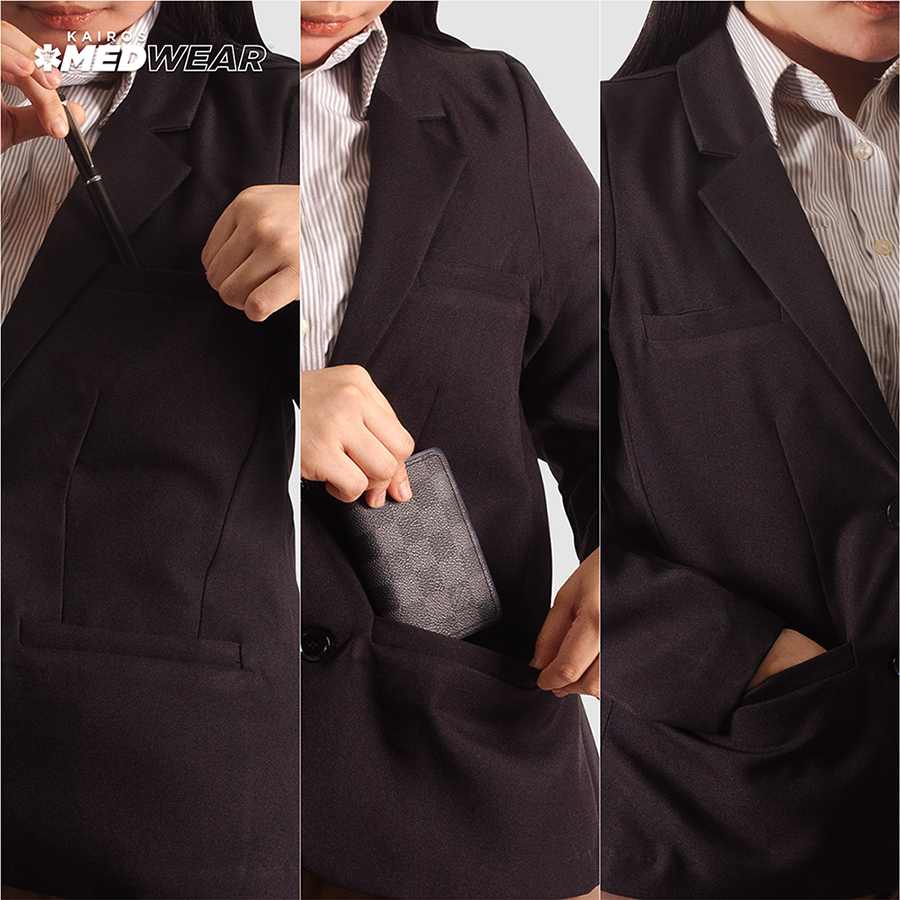 KAIROS Black Coat Blazer Formal Wear High-quality Gabardine Fabric
