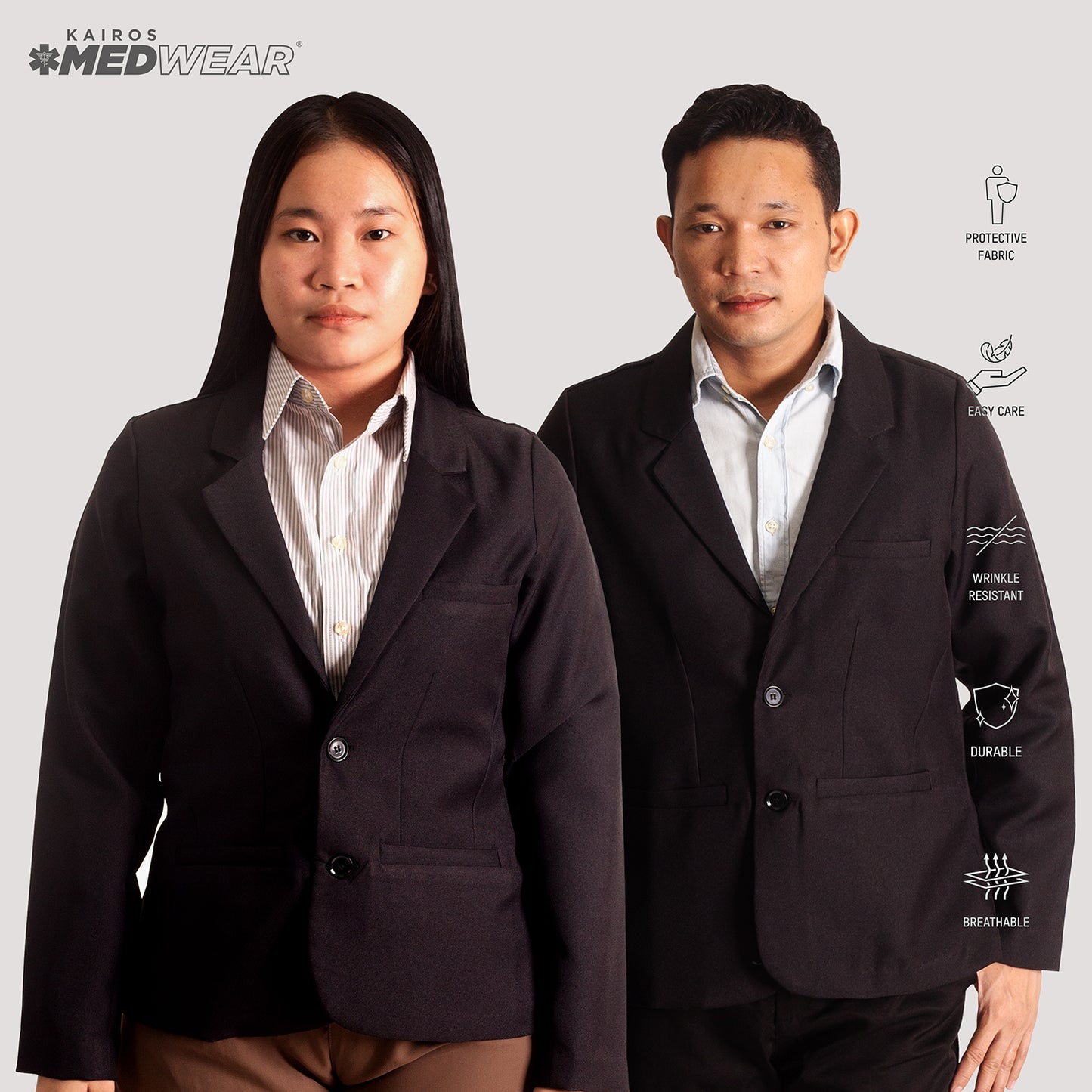 KAIROS Black Coat Blazer Formal Wear High-quality Gabardine Fabric