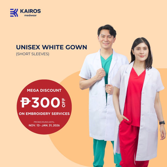 [NO EMBROIDERY] KAIROS Laboratory Gown Short Sleeves Doctor's Gown Katrina White Fabric