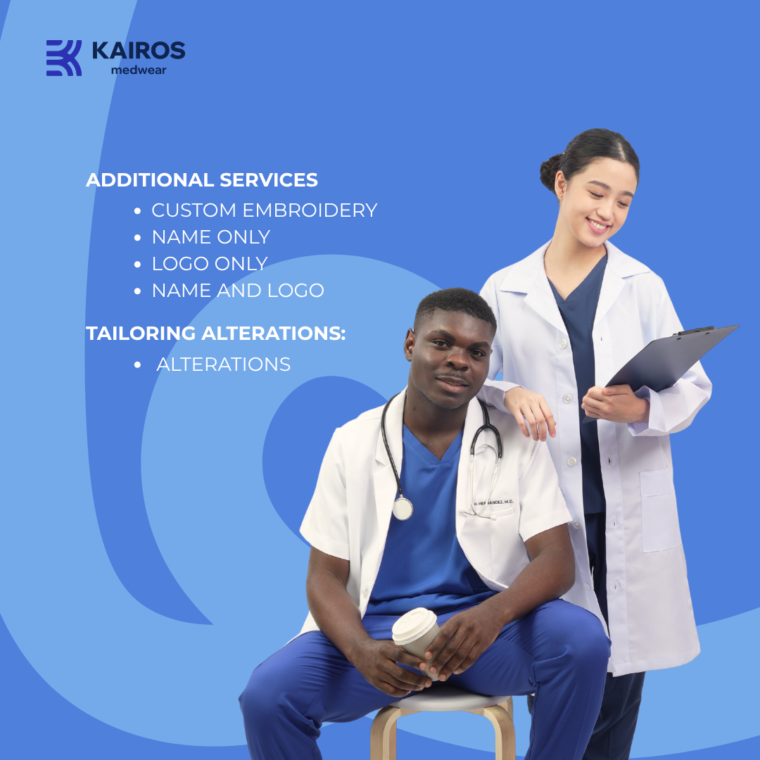 Gabardine Female White Coat | Short Sleeves | Kairos Medwear