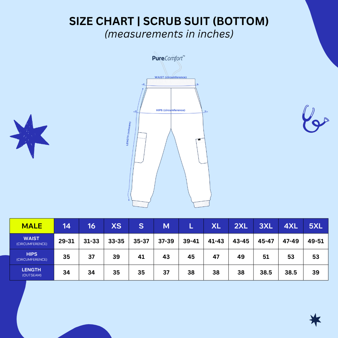 [MALE BOTTOMS ONLY] KAIROS SCRUB SUITS BOTTOM FOR MALE | PureComfort Fabric Technology