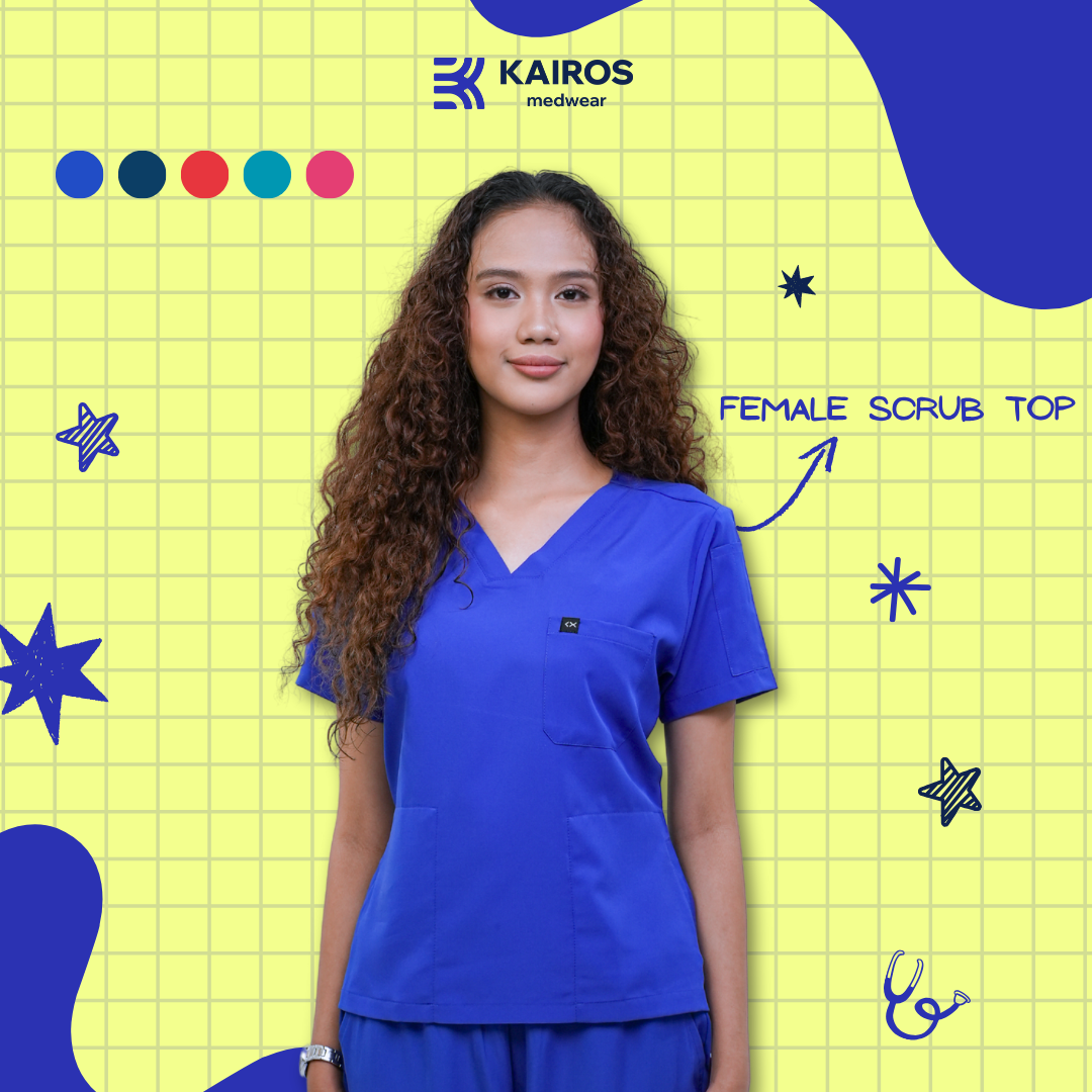 [FEMALE TOPS ONLY, NO EMBRO] KAIROS SCRUB SUITS TOP FOR FEMALE | PureComfort Fabric Technology