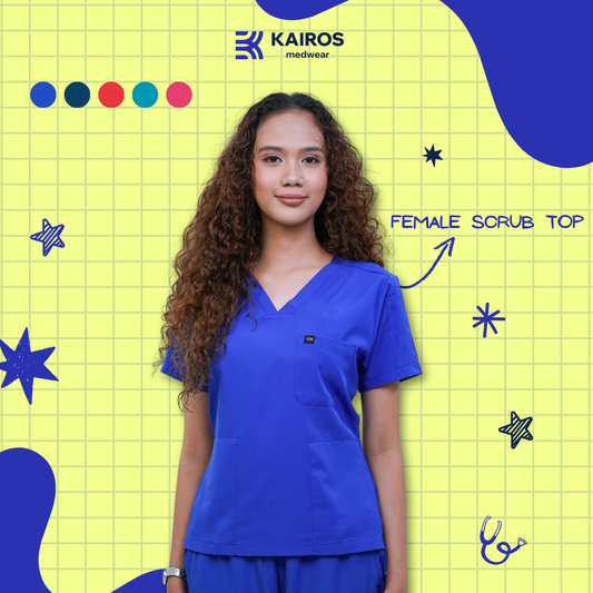 [FEMALE TOPS ONLY, NO EMBRO] KAIROS SCRUB SUITS TOP FOR FEMALE | PureComfort Fabric Technology