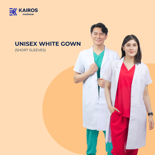 [NO EMBROIDERY] KAIROS Laboratory Gown Short Sleeves Doctor's Gown Katrina White Fabric