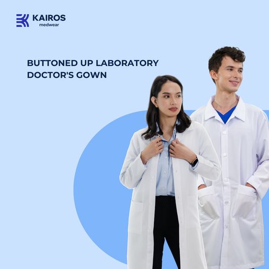 [NO EMBROIDERY] KAIROS Buttoned up Laboratory Doctor's Gown With/No BACKTACK Katrina White Fabric