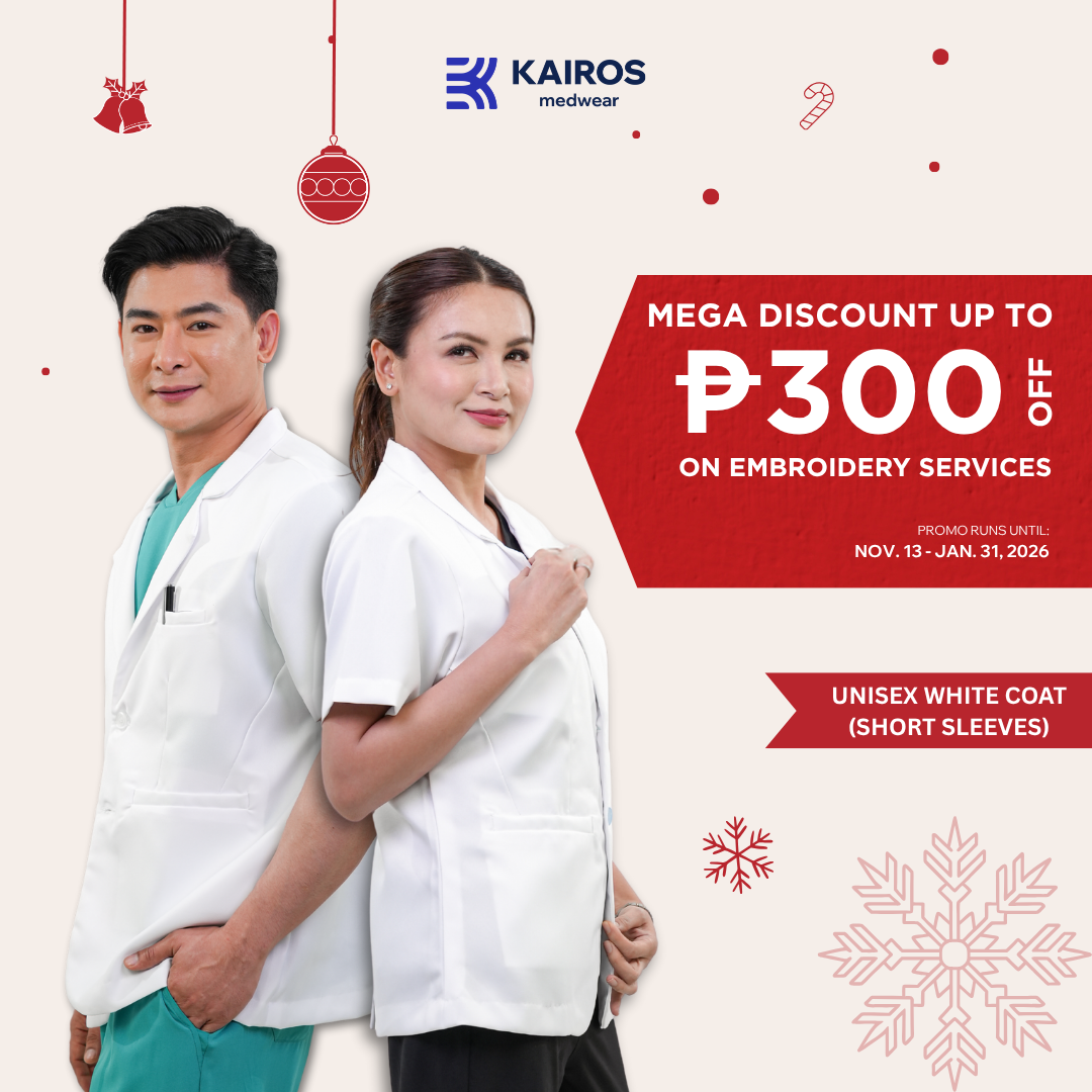 [NO EMBROIDERY] KAIROS Doctor's WHITE COAT UNISEX Short Sleeve Gabardine Fabric