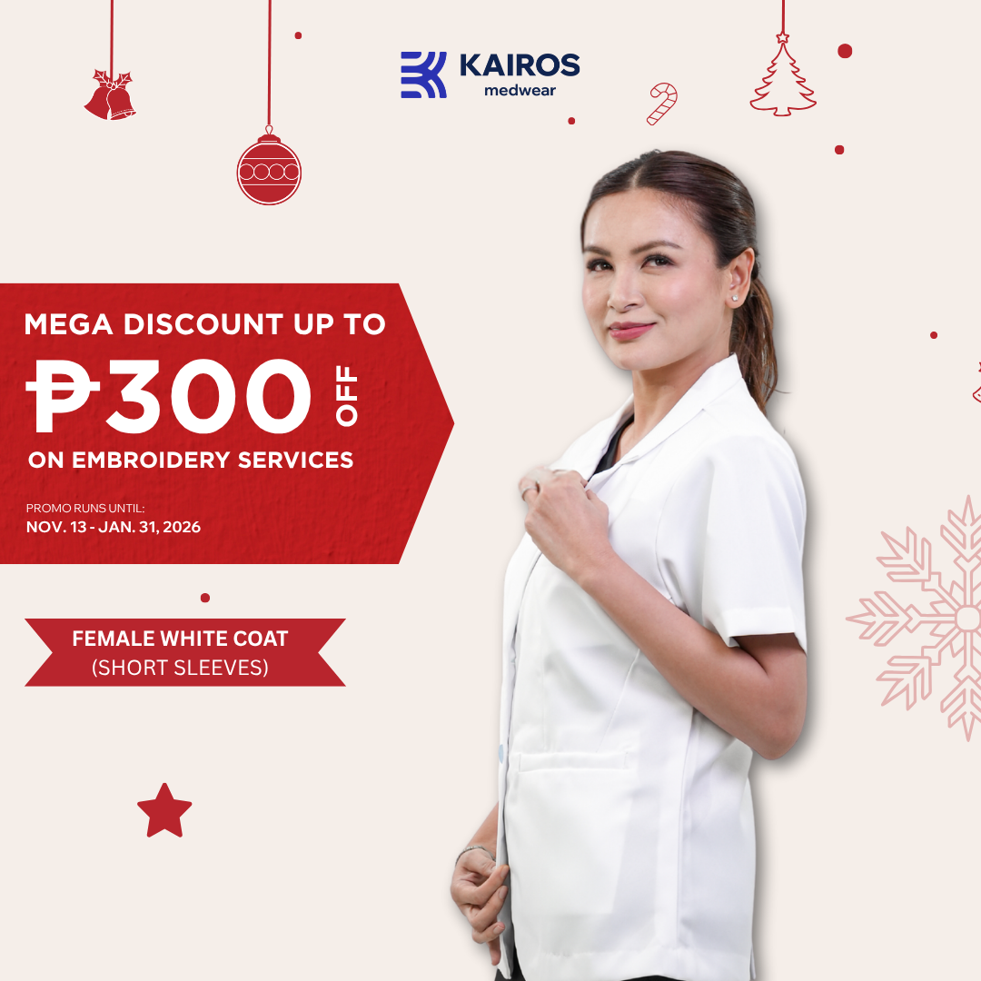 [NO EMBROIDERY] KAIROS Doctor's FEMALE WHITE COAT Short Sleeve Gabardine Fabric