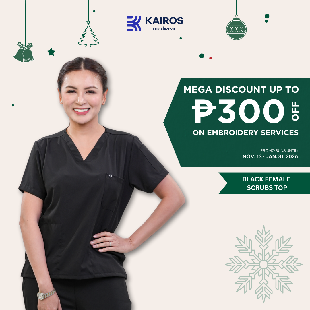 [FEMALE TOPS ONLY, NO EMBRO] KAIROS SCRUB SUITS ONYX BLACK TOP FOR FEMALE | PureComfort Fabric
