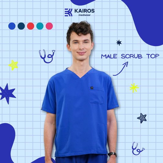 [MALE TOPS ONLY, NO EMBRO] KAIROS SCRUB SUITS TOP FOR MALE | PureComfort Fabric Technology