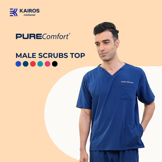[MALE TOPS ONLY, NO EMBRO] KAIROS SCRUB SUITS TOP FOR MALE | PureComfort Fabric Technology