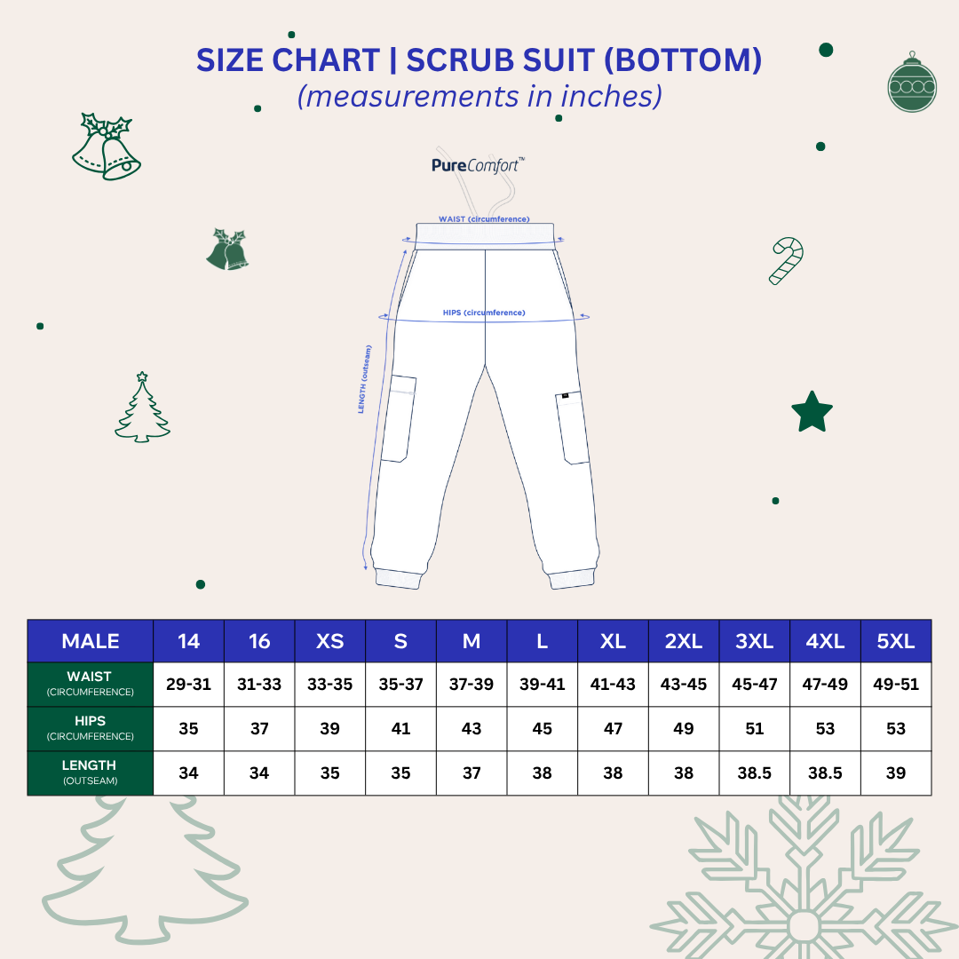 [MALE BOTTOMS ONLY] KAIROS SCRUB SUITS ONYX BLACK BOTTOM FOR MALE | PureComfort Fabric Technology