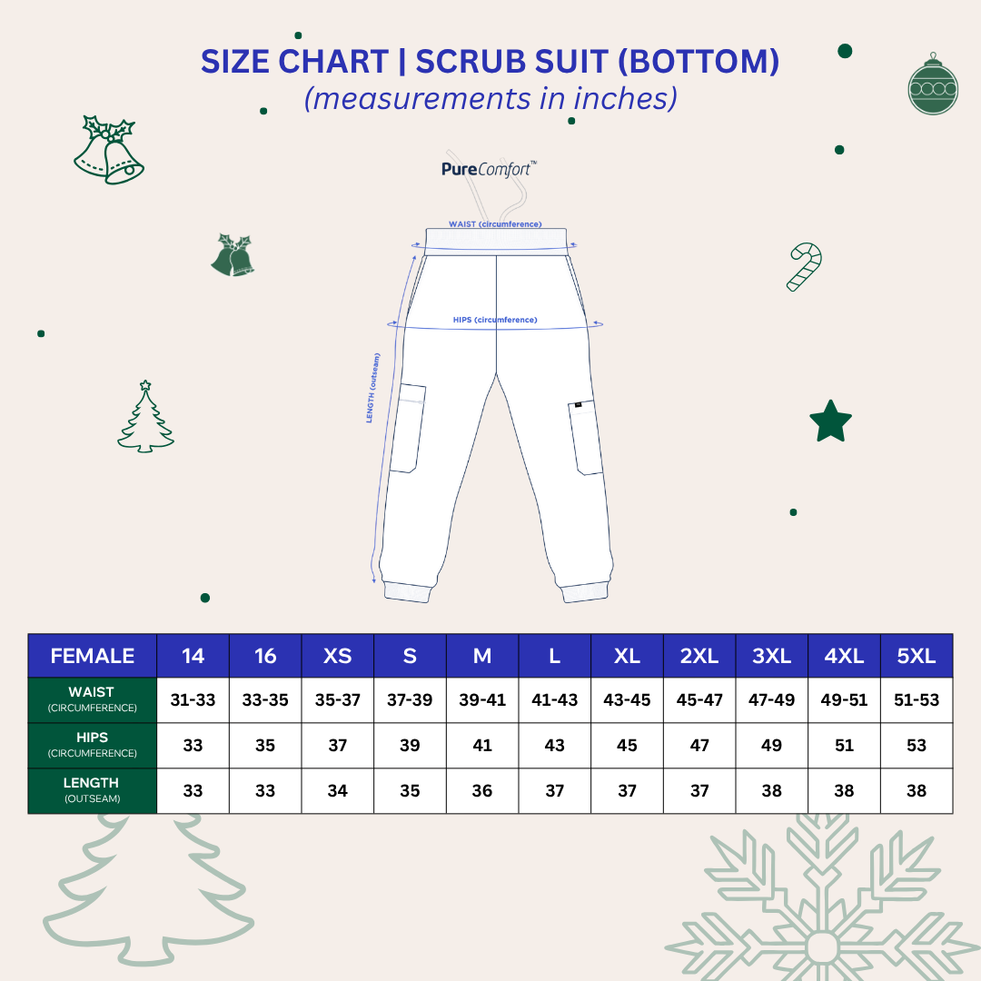 [FEMALE BOTTOMS ONLY] KAIROS SCRUB SUITS ONYX BLACK BOTTOM FOR FEMALE | PureComfort Fabric