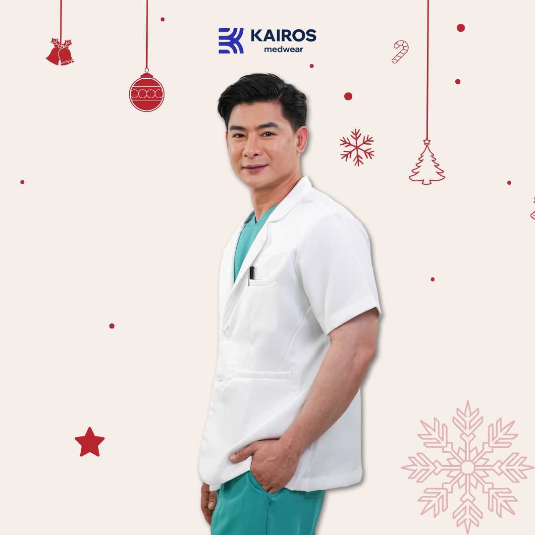 [NO EMBROIDERY] KAIROS Doctor's WHITE COAT UNISEX Short Sleeve Gabardine Fabric