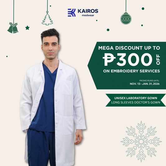 [NO EMBROIDERY] KAIROS Laboratory Gown Long Sleeves Doctor's Gown Katrina White Fabric