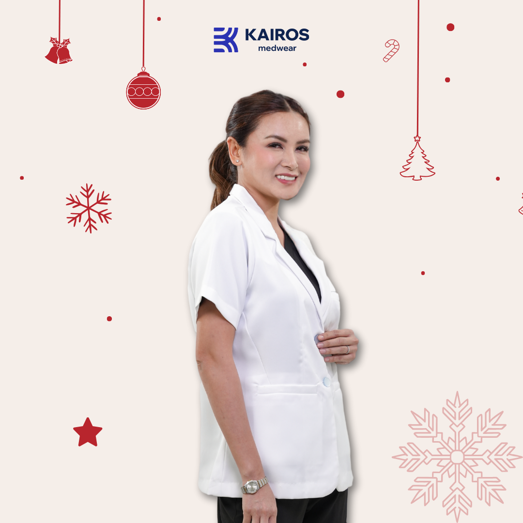 [NO EMBROIDERY] KAIROS Doctor's FEMALE WHITE COAT Short Sleeve Gabardine Fabric