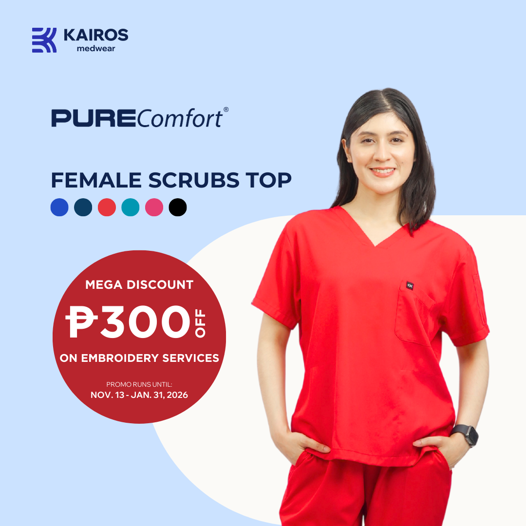 [FEMALE TOPS ONLY, NO EMBRO] KAIROS SCRUB SUITS TOP FOR FEMALE | PureComfort Fabric Technology