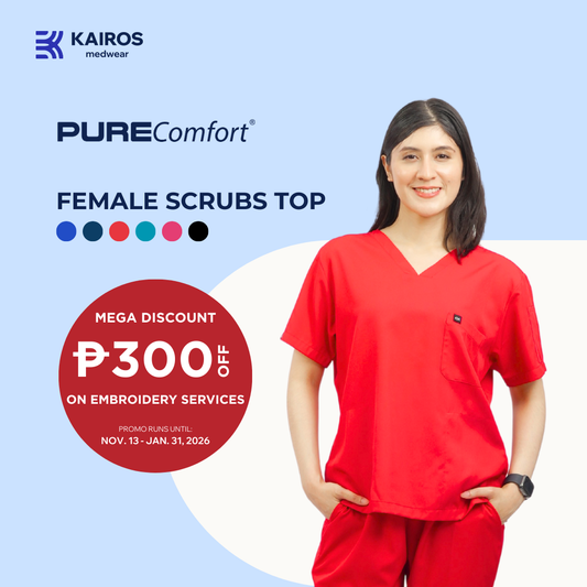 [FEMALE TOPS ONLY, NO EMBRO] KAIROS SCRUB SUITS TOP FOR FEMALE | PureComfort Fabric Technology