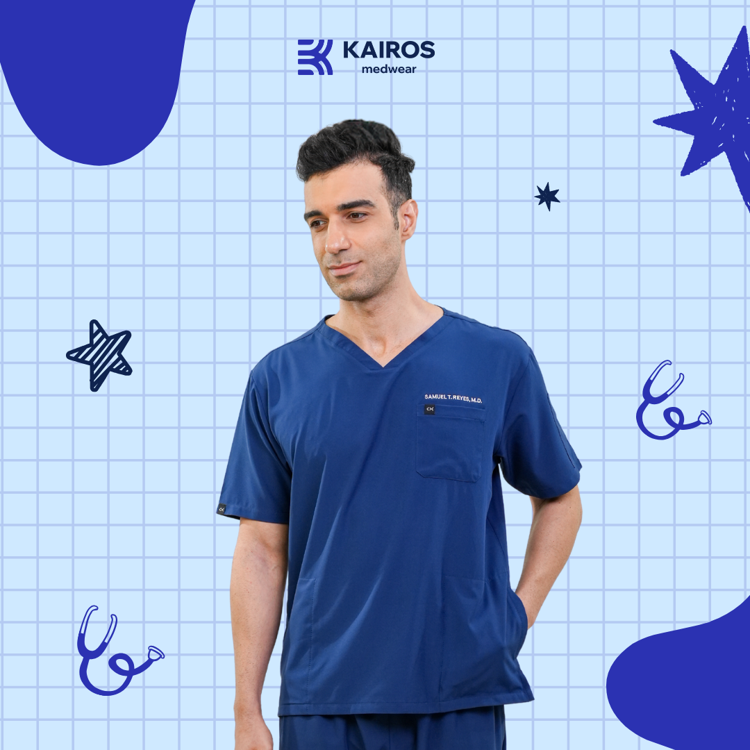 [MALE TOPS ONLY, NO EMBRO] KAIROS SCRUB SUITS TOP FOR MALE | PureComfort Fabric Technology