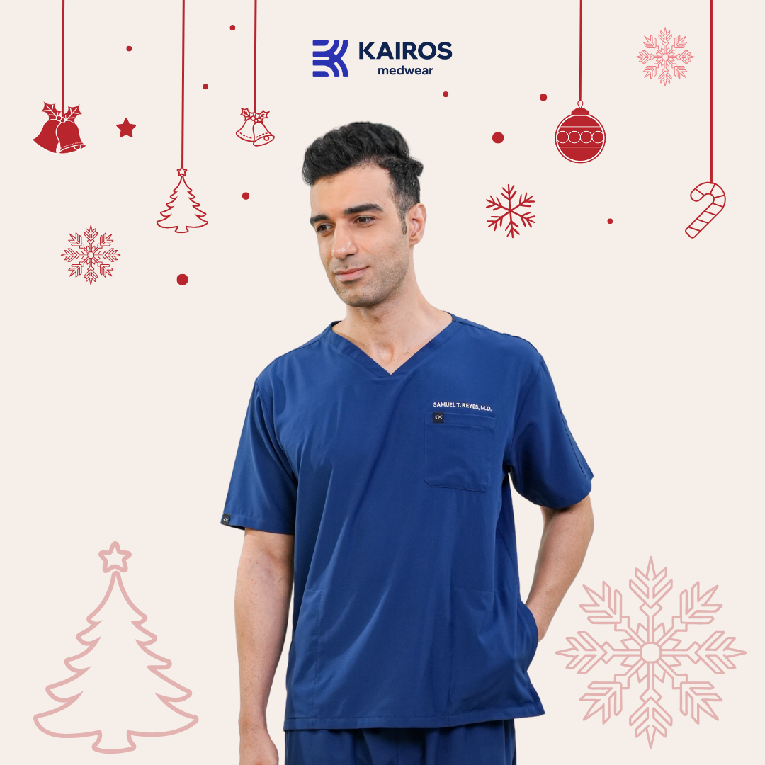 [MALE TOPS ONLY, NO EMBRO] KAIROS SCRUB SUITS TOP FOR MALE | PureComfort Fabric Technology