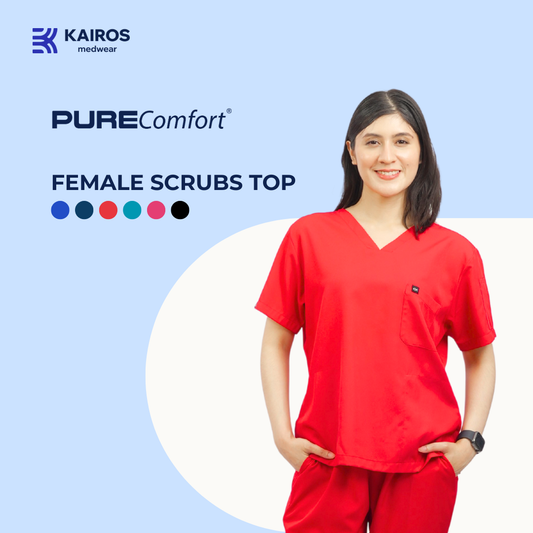[FEMALE TOPS ONLY, NO EMBRO] KAIROS SCRUB SUITS TOP FOR FEMALE | PureComfort Fabric Technology