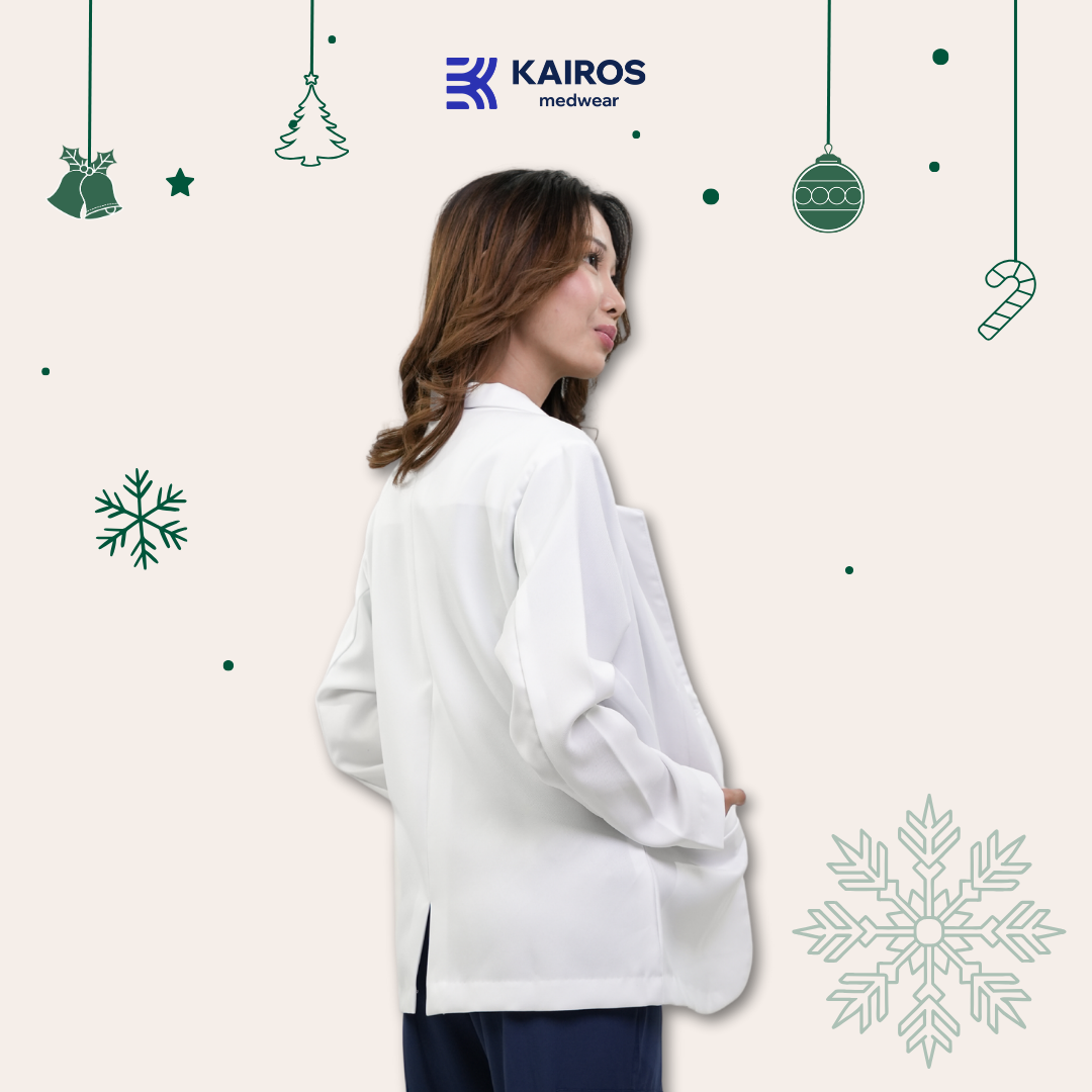 [NO EMBROIDERY] KAIROS Doctor's FEMALE WHITE SUIT BLAZER Long Sleeve Gabardine Fabric