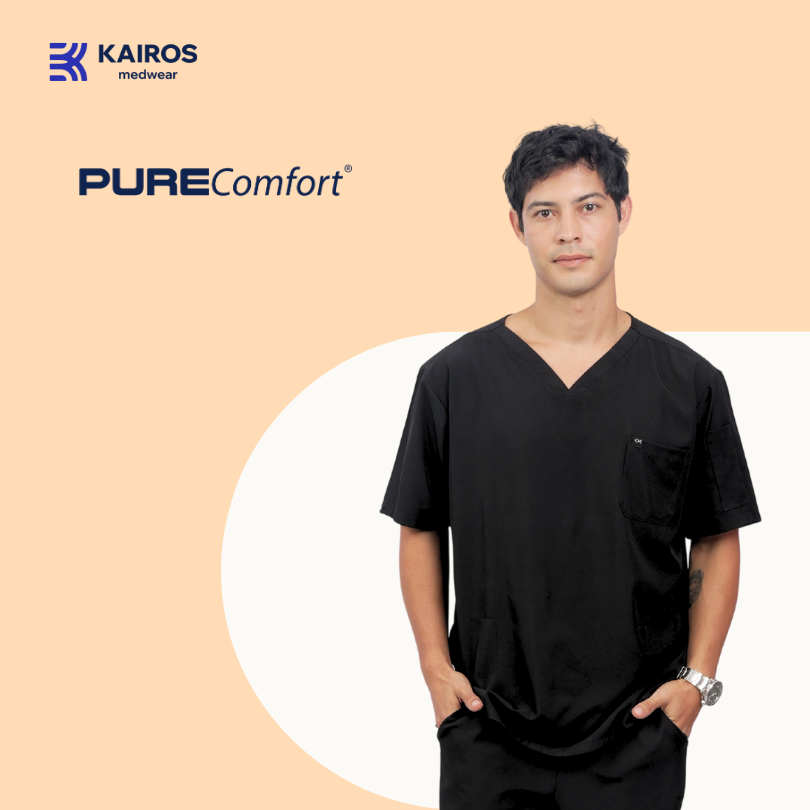 [MALE TOPS ONLY, NO EMBRO] KAIROS SCRUB SUITS TOP FOR MALE | PureComfort Fabric Technology