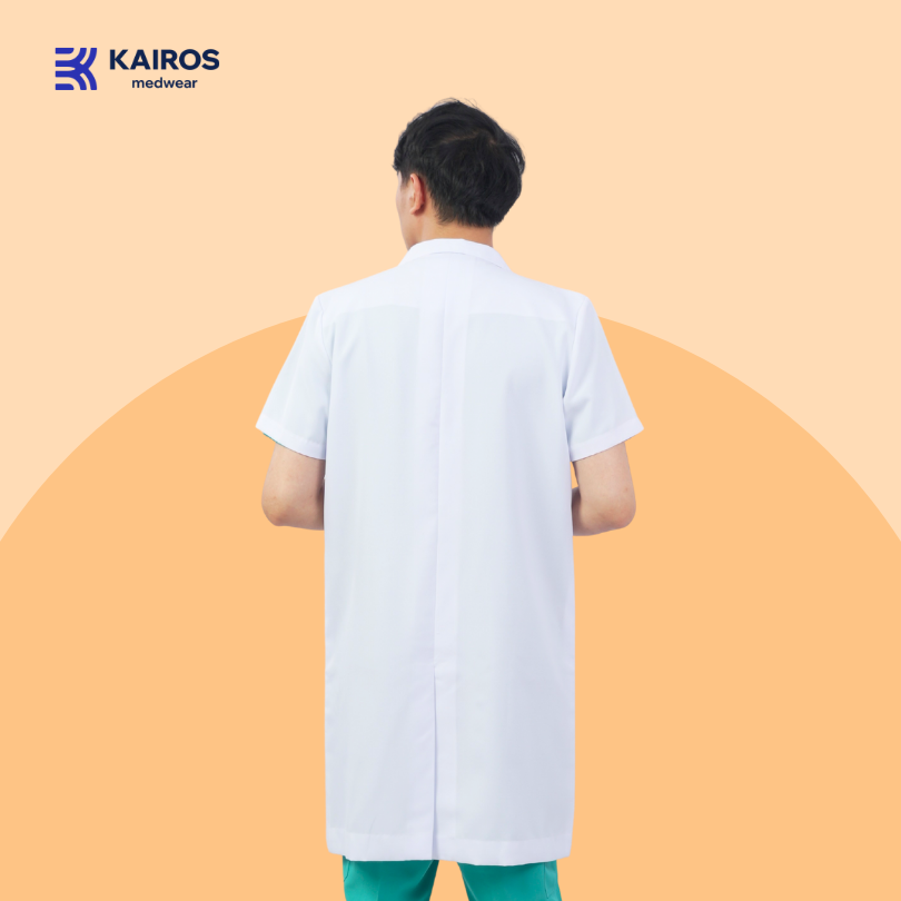 [NO EMBROIDERY] KAIROS Laboratory Gown Short Sleeves Doctor's Gown Katrina White Fabric