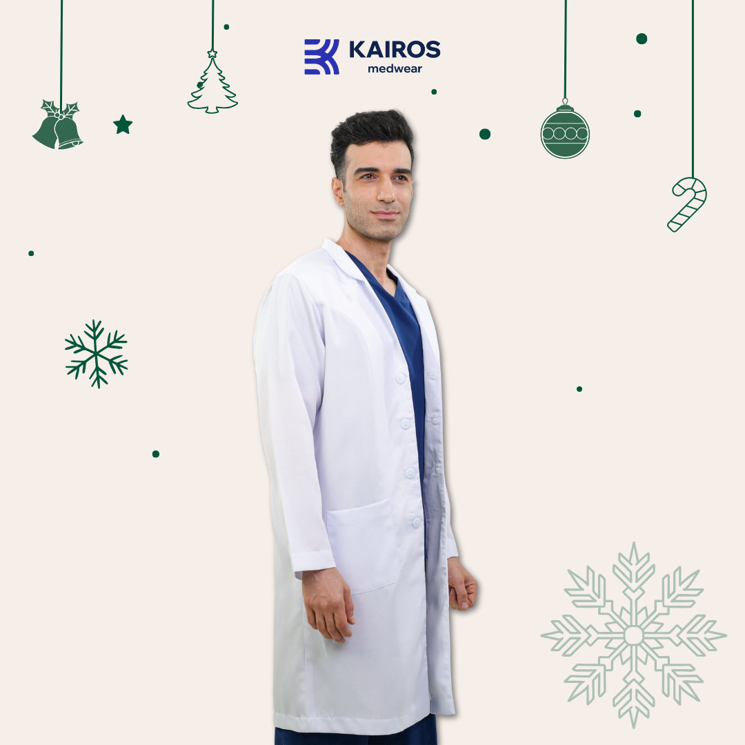 [NO EMBROIDERY] KAIROS Laboratory Gown Long Sleeves Doctor's Gown Katrina White Fabric