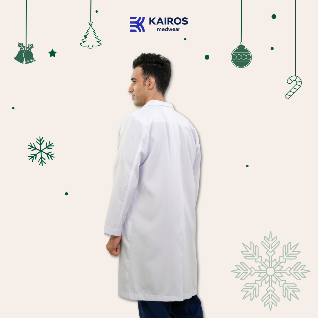 [NO EMBROIDERY] KAIROS Laboratory Gown Long Sleeves Doctor's Gown Katrina White Fabric