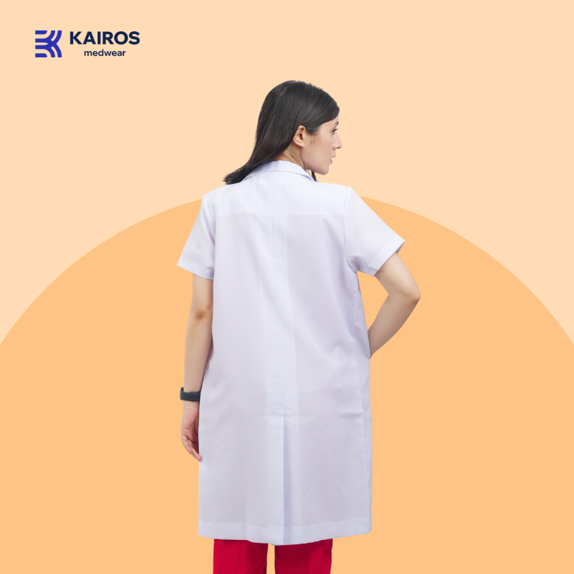 [NO EMBROIDERY] KAIROS Laboratory Gown Short Sleeves Doctor's Gown Katrina White Fabric