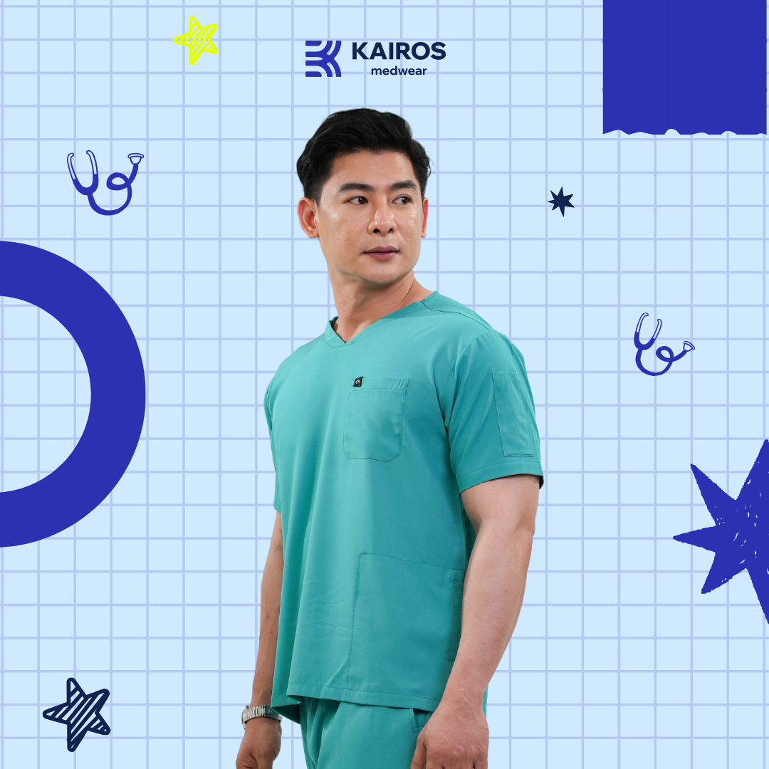 [MALE TOPS ONLY, NO EMBRO] KAIROS SCRUB SUITS TOP FOR MALE | PureComfort Fabric Technology