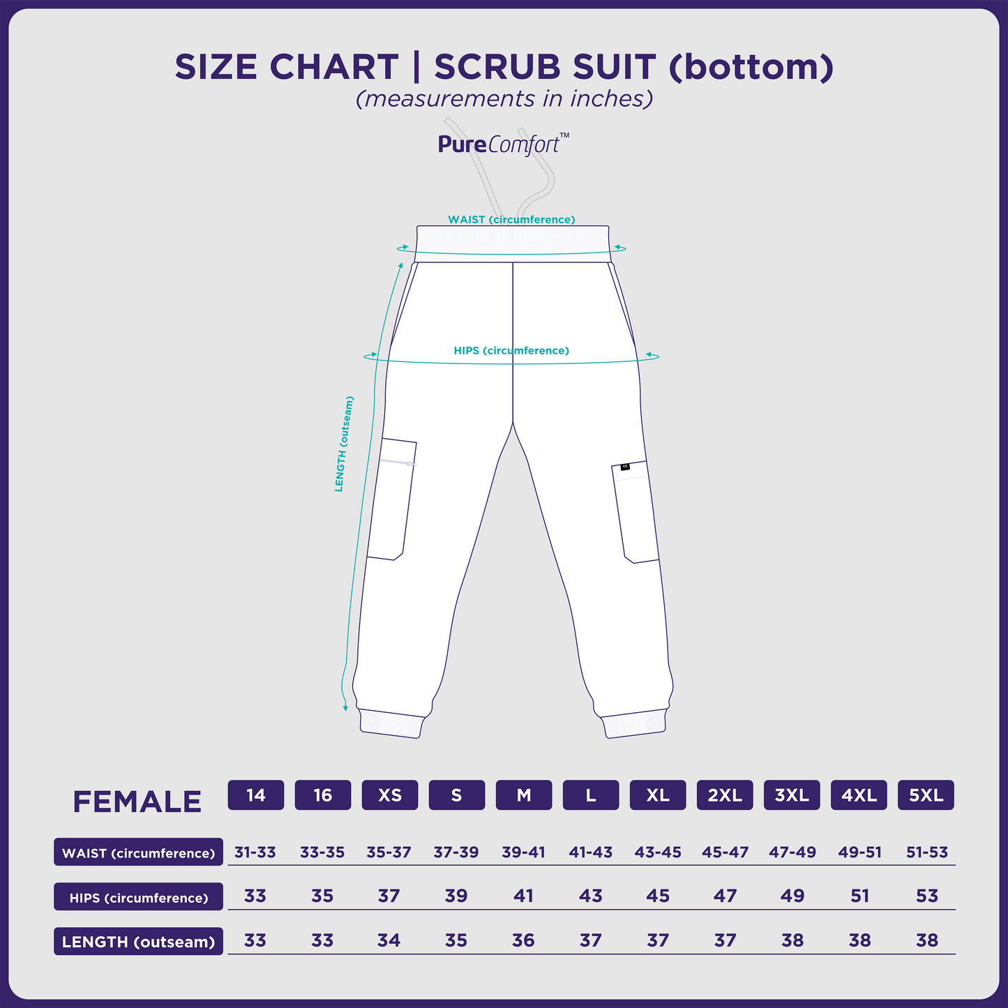 [FEMALE BOTTOMS ONLY] KAIROS SCRUB SUITS BOTTOM FOR FEMALE | PureComfort Fabric Technology