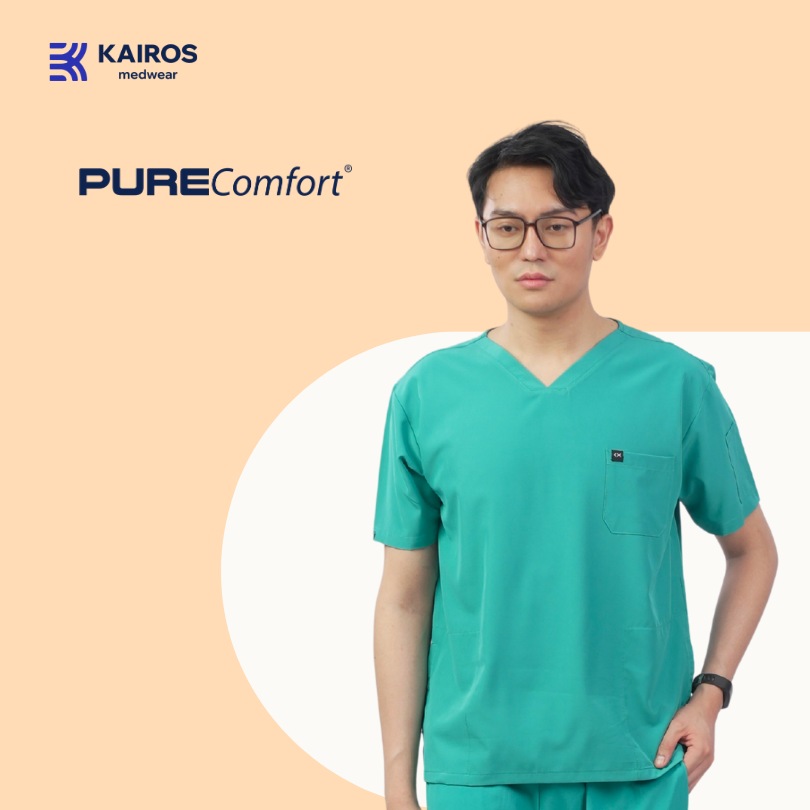 [MALE TOPS ONLY, NO EMBRO] KAIROS SCRUB SUITS TOP FOR MALE | PureComfort Fabric Technology