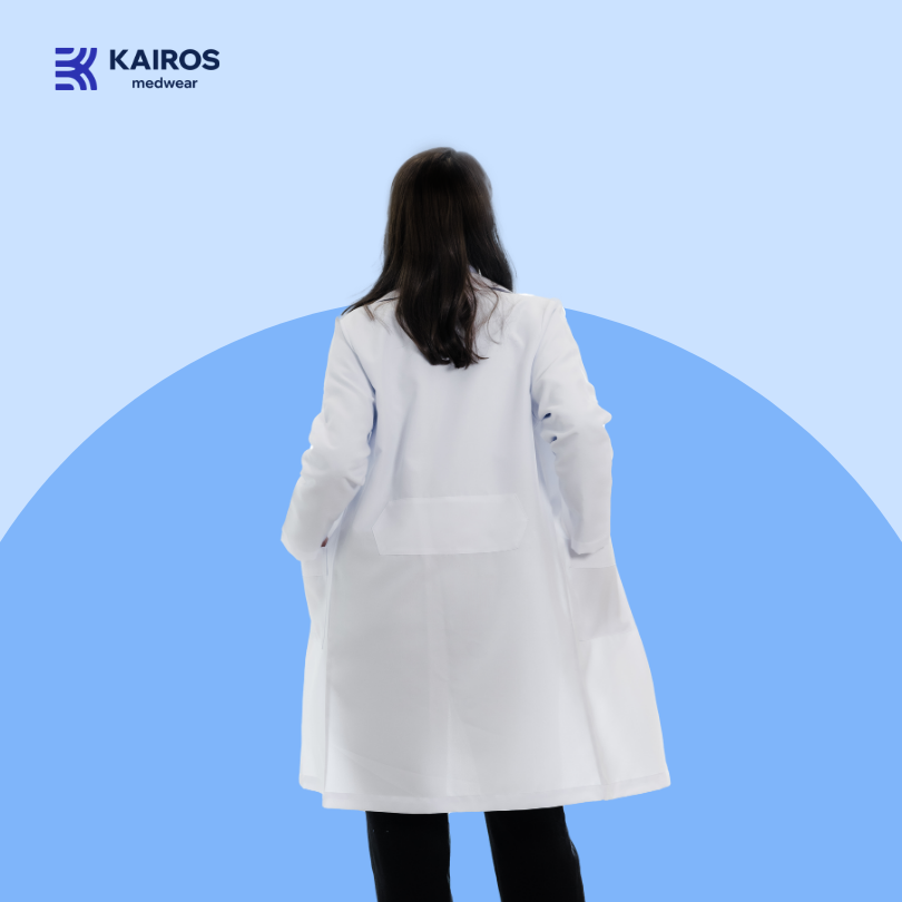 [NO EMBROIDERY] KAIROS Buttoned up Laboratory Doctor's Gown With/No BACKTACK Katrina White Fabric