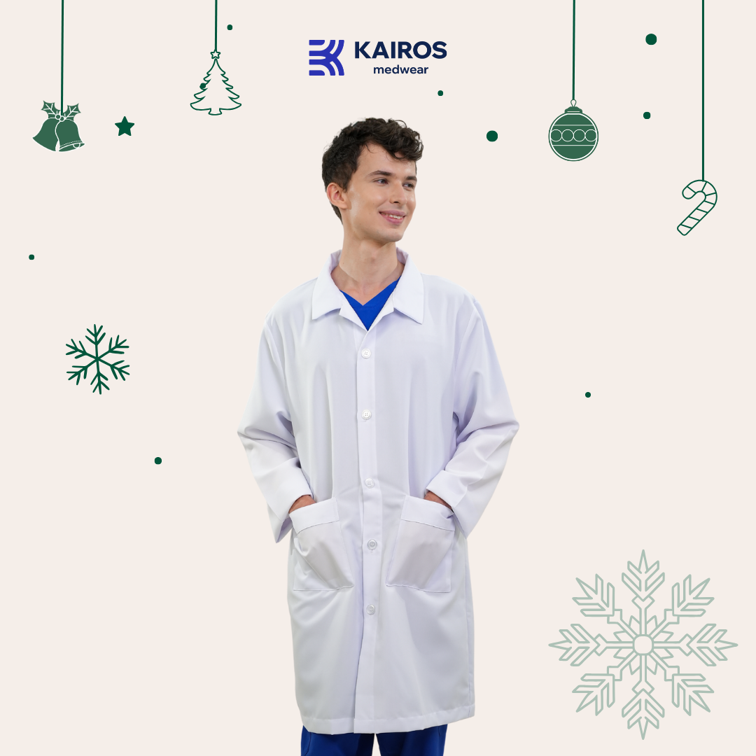 [NO EMBROIDERY] KAIROS Buttoned up Laboratory Doctor's Gown With/No BACKTACK Katrina White Fabric