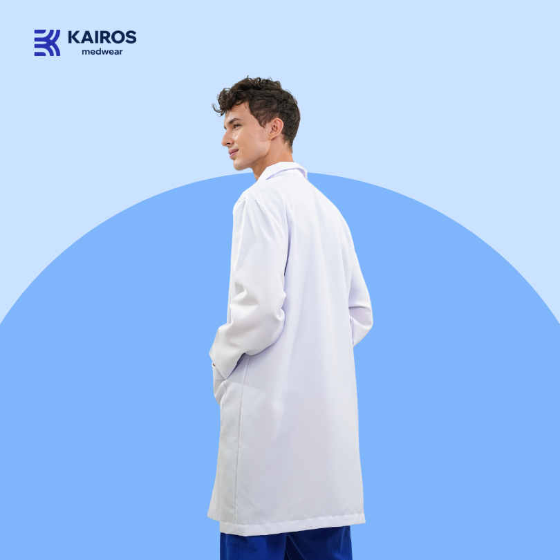 [NO EMBROIDERY] KAIROS Buttoned up Laboratory Doctor's Gown With/No BACKTACK Katrina White Fabric