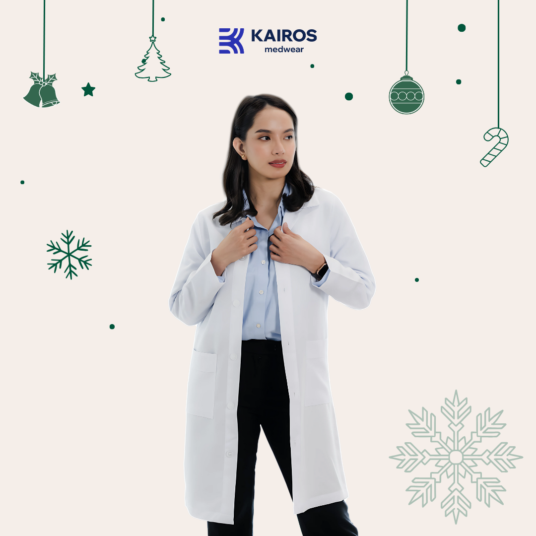 [NO EMBROIDERY] KAIROS Buttoned up Laboratory Doctor's Gown With/No BACKTACK Katrina White Fabric