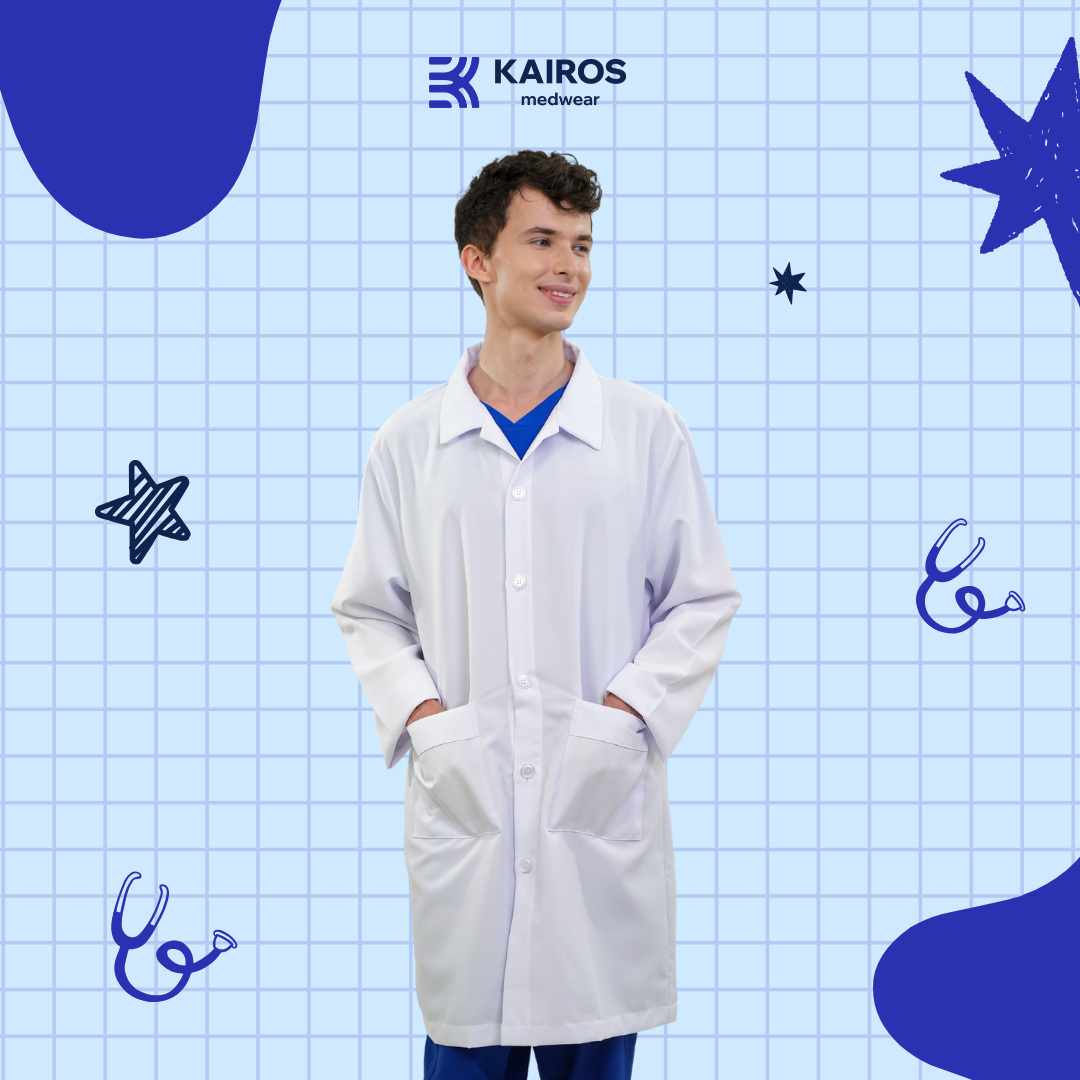 [NO EMBROIDERY] KAIROS Buttoned up Laboratory Doctor's Gown With/No BACKTACK Katrina White Fabric