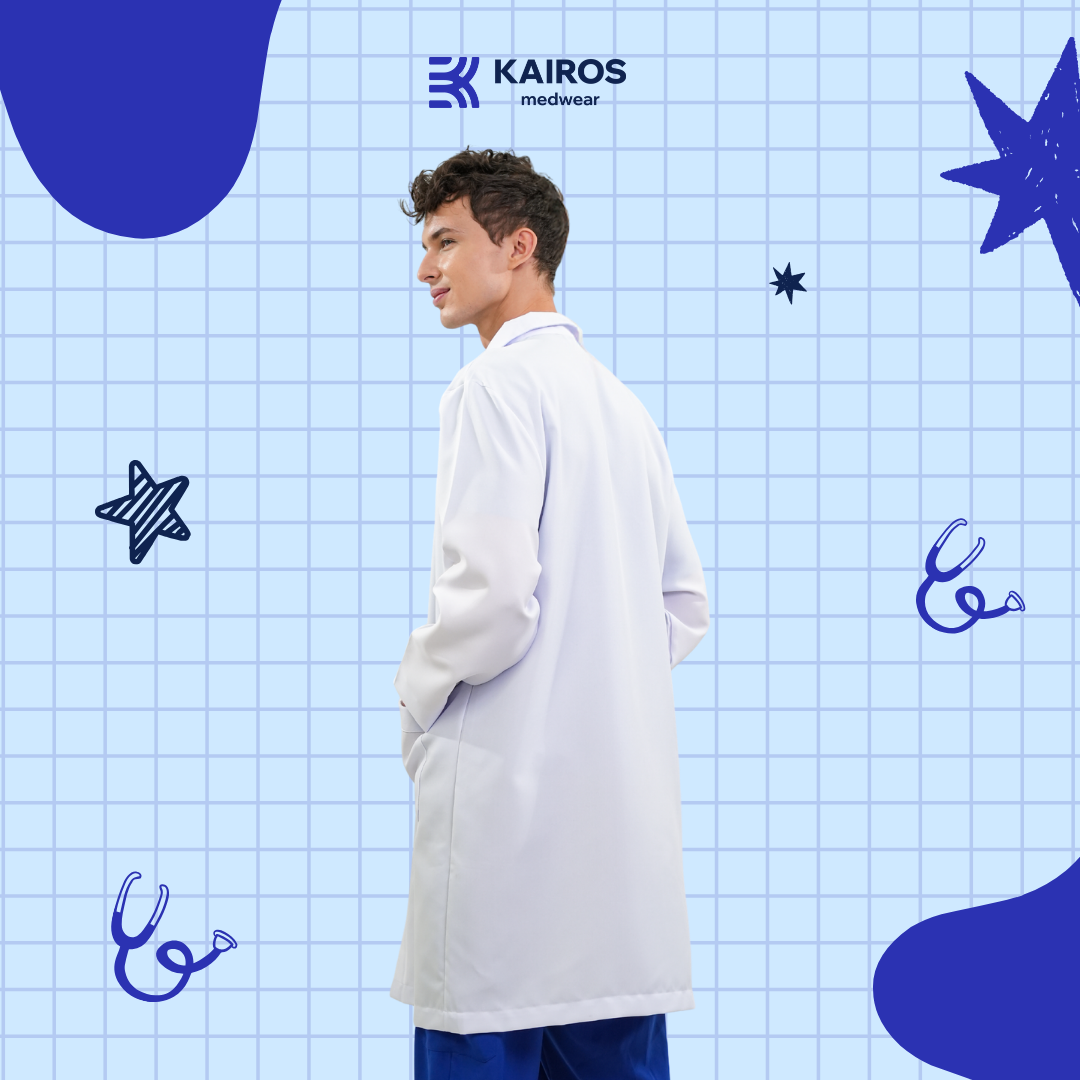 [NO EMBROIDERY] KAIROS Buttoned up Laboratory Doctor's Gown With/No BACKTACK Katrina White Fabric