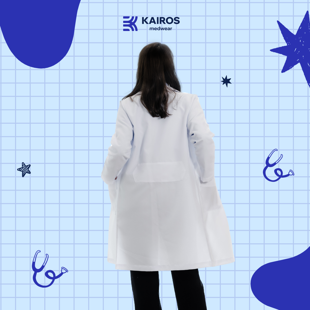 [NO EMBROIDERY] KAIROS Buttoned up Laboratory Doctor's Gown With/No BACKTACK Katrina White Fabric