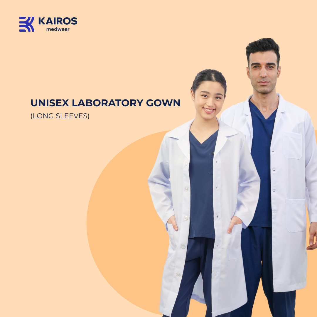 [NO EMBROIDERY] KAIROS Laboratory Gown Long Sleeves Doctor's Gown Katrina White Fabric