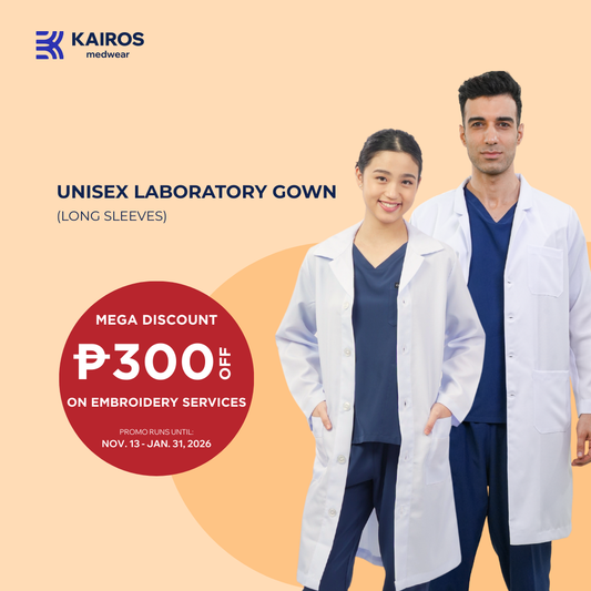 [NO EMBROIDERY] KAIROS Laboratory Gown Long Sleeves Doctor's Gown Katrina White Fabric