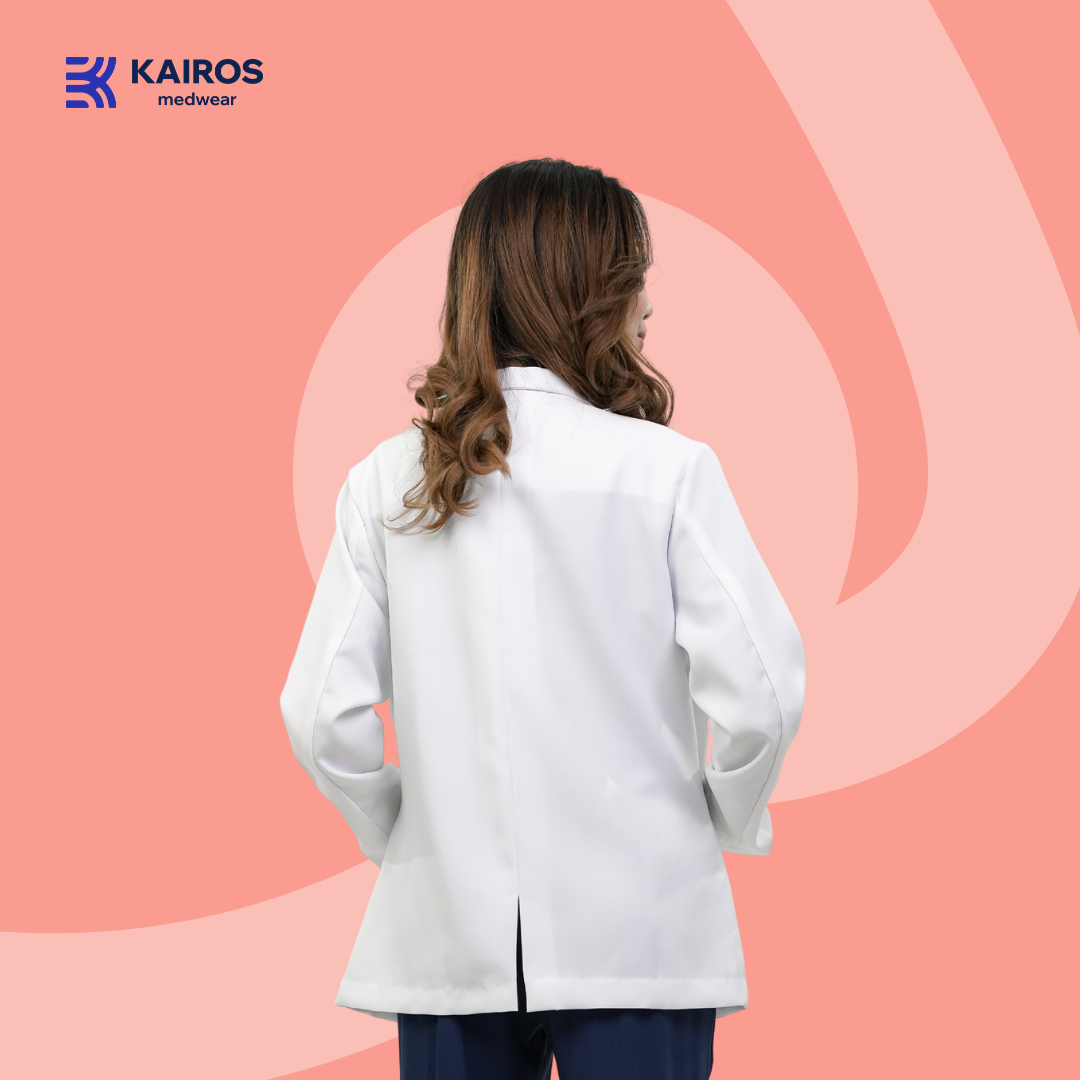 Gabardine Female White Blazer | Long Sleeves | Kairos Medwear