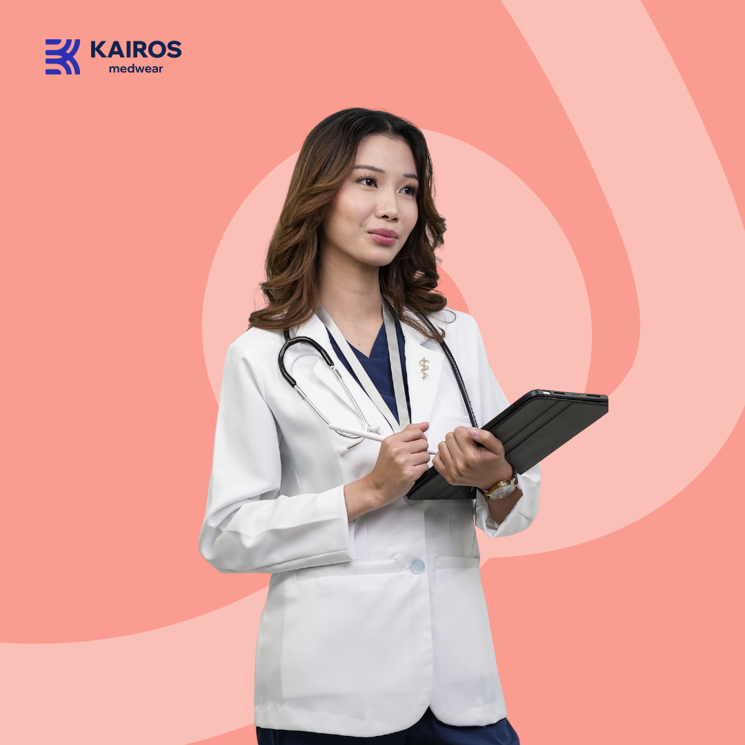 Gabardine Female White Blazer | Long Sleeves | Kairos Medwear