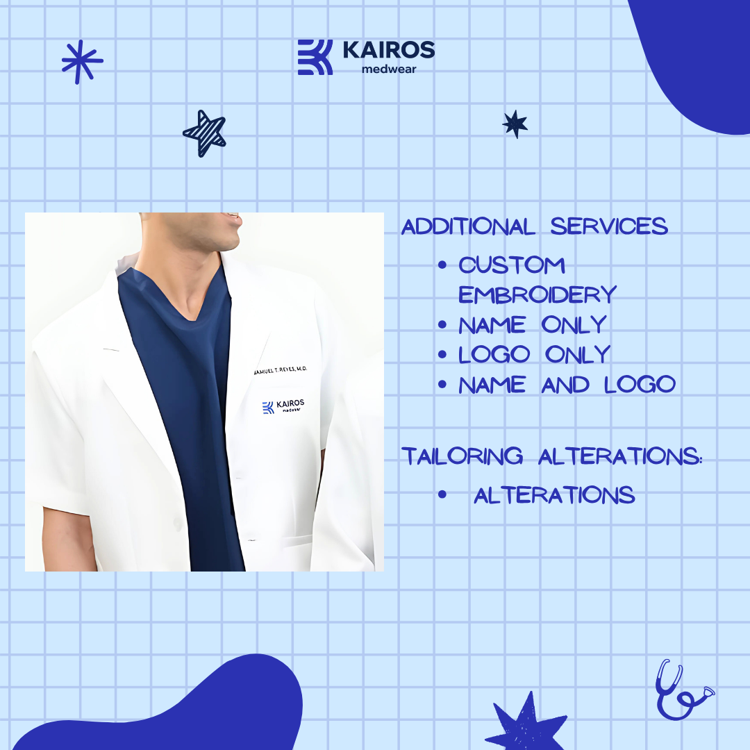 [NO EMBROIDERY] KAIROS Buttoned up Laboratory Doctor's Gown With/No BACKTACK Katrina White Fabric