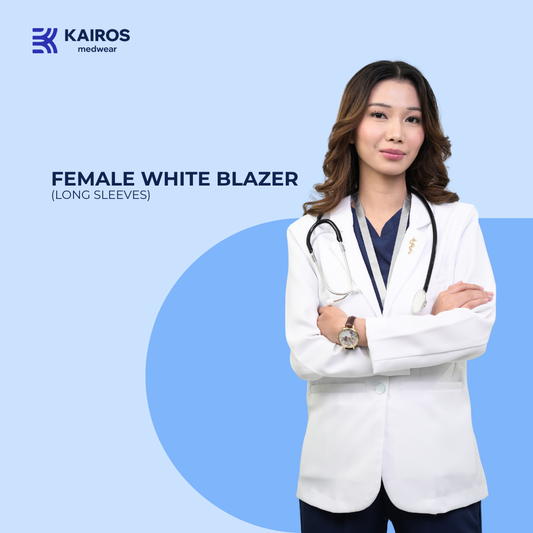 [NO EMBROIDERY] KAIROS Doctor's FEMALE WHITE SUIT BLAZER Long Sleeve Gabardine Fabric