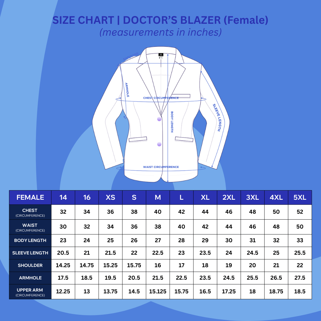 Gabardine Female White Blazer | Long Sleeves | Kairos Medwear