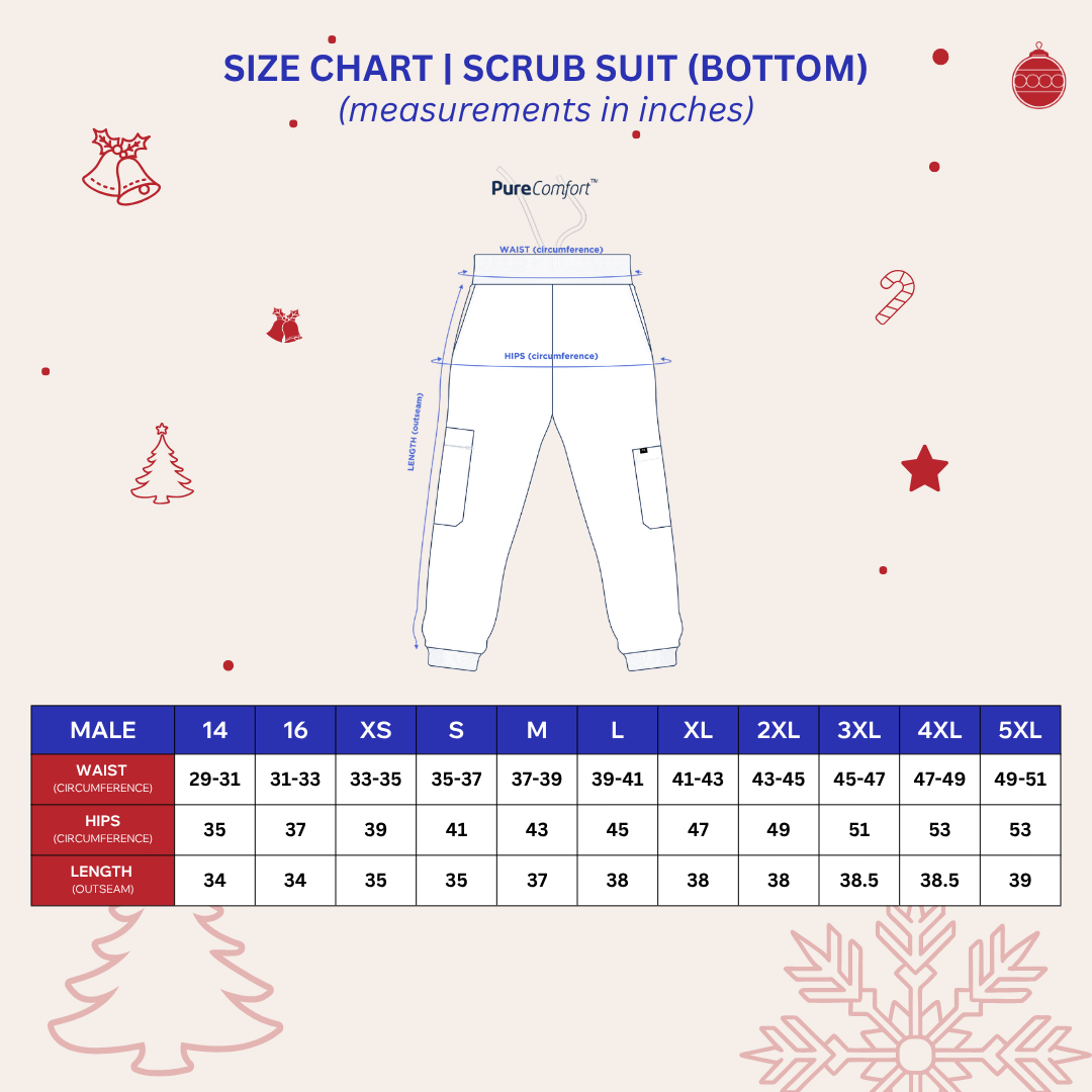 [MALE BOTTOMS ONLY] KAIROS SCRUB SUITS BOTTOM FOR MALE | PureComfort Fabric Technology