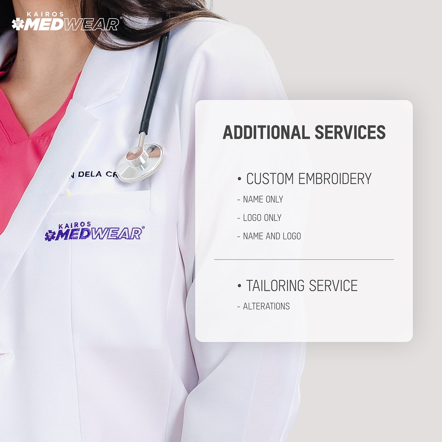 [NO EMBROIDERY] KAIROS Doctor's FEMALE WHITE SUIT BLAZER Long Sleeve Gabardine Fabric