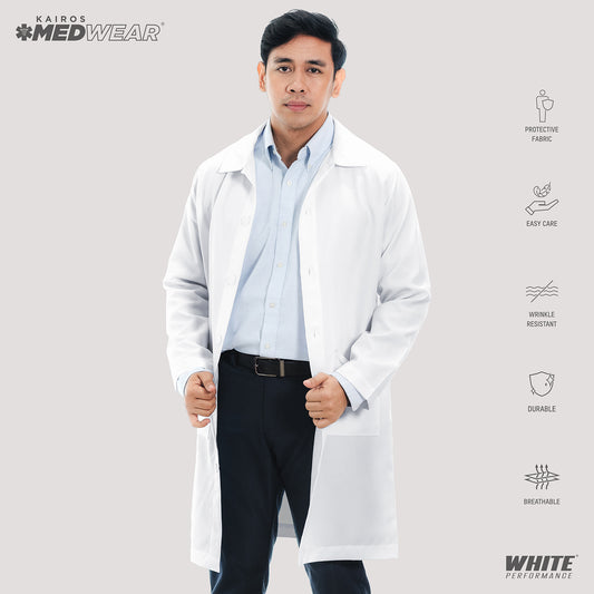 [NO EMBROIDERY] KAIROS Laboratory Gown Long Sleeves Doctor's Gown Katrina White Fabric